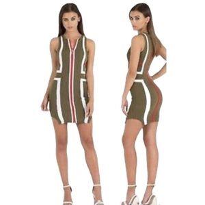 Colorblock Green Zipper Dress Maniere De Voir